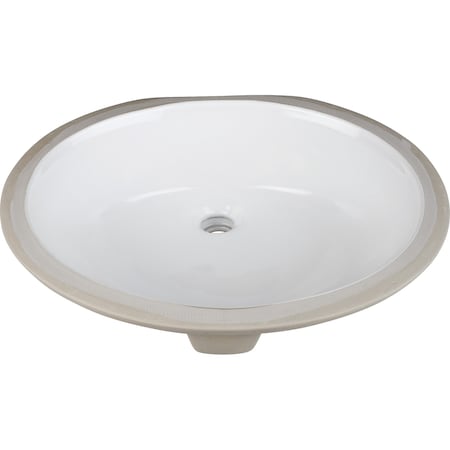 Hardware Resources 17-3/8"x14-1/4" White Oval Undermount Porcelain Bathroom Sink With Overflow H8810WH
